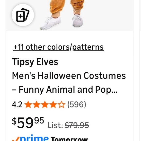 Tipsy Elves' Men's Kangaroo Costume - Brown Marsupiral Jumpsuit Size Small - Picture 6 of 6